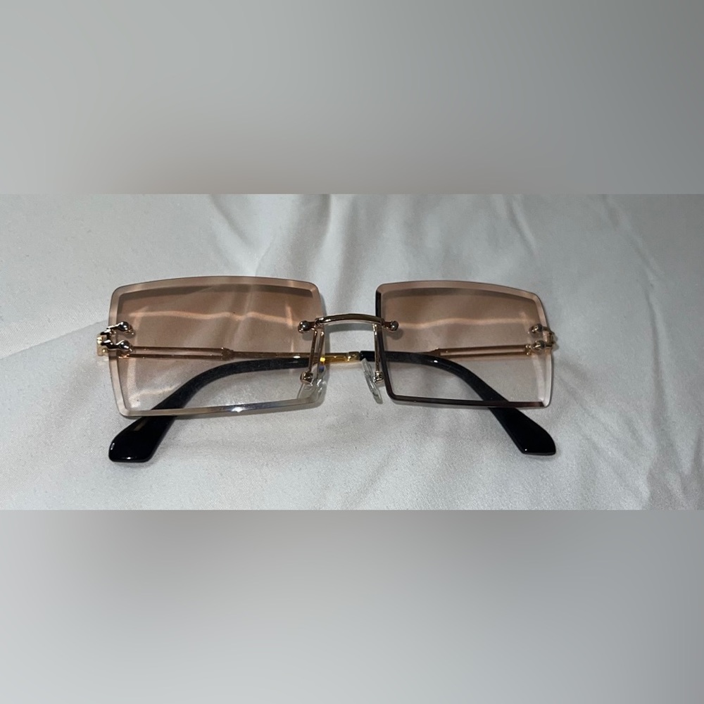 Rectangle Sunglasses for Women | Vintage Rimless Square Sun Glasses Candy Color
